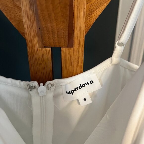 Revolve Superdown White Ruched Dress- size S - Picture 5 of 6